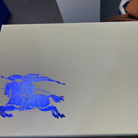 Burberry pink gradient scarf with knight's coat of arms - classic and elegant. - Picture 5 of 11